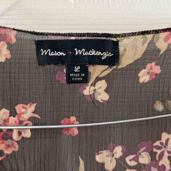 Mason Mackenzie Kimono Style Open Sheer Cover Up Women’s Black Floral size L - Picture 5 of 5